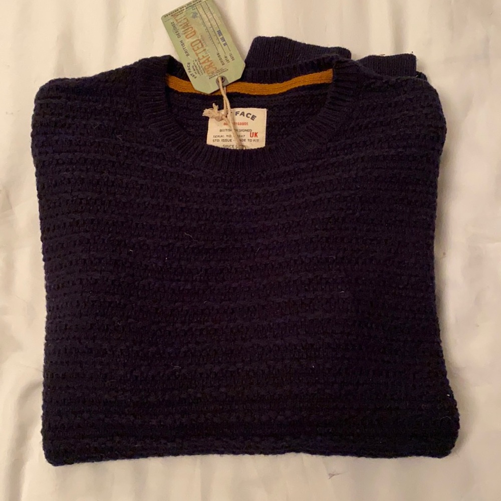 NWT Men’s Fat Face Lanhill Texture Crew Sweater in Navy